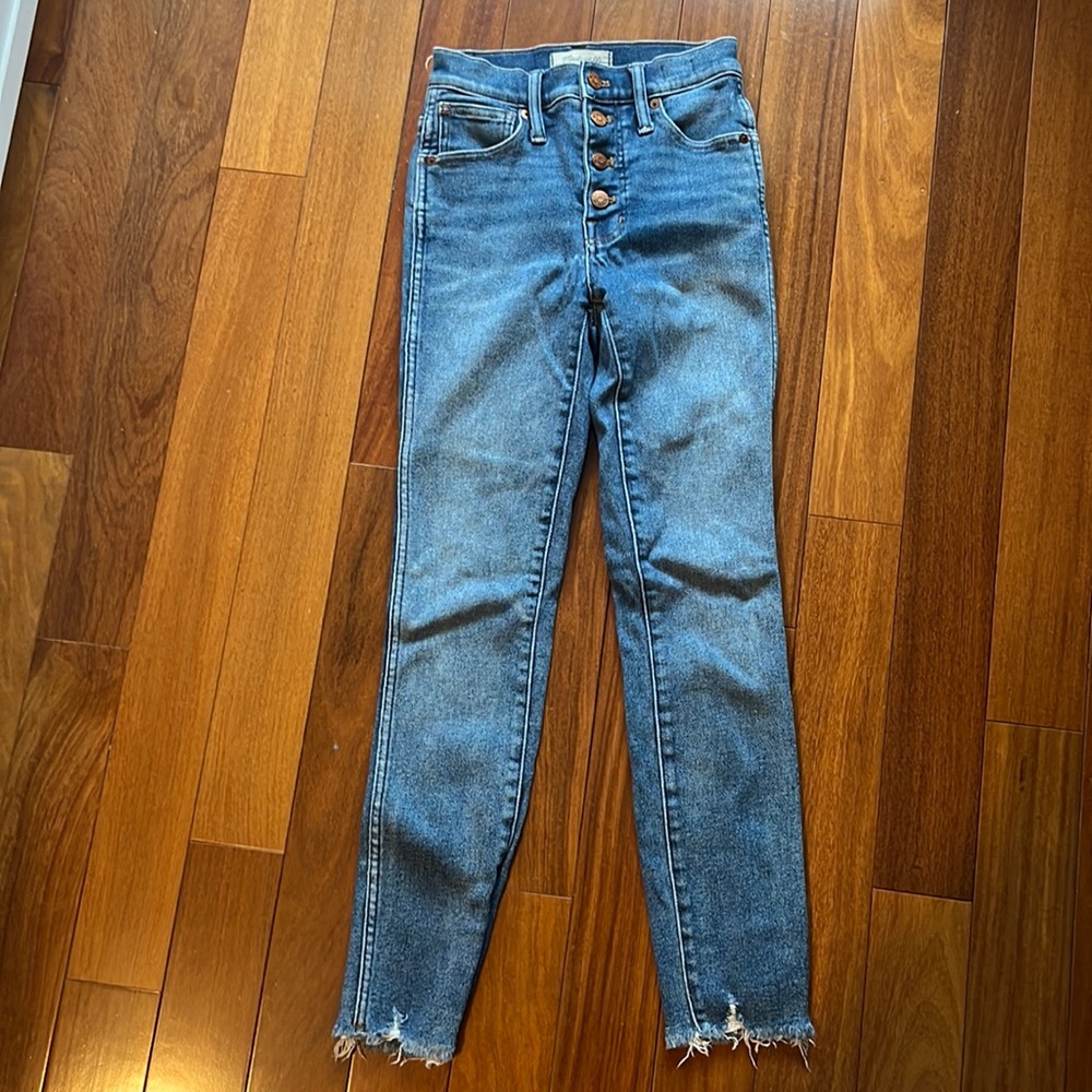 Madewell high waisted straight leg dark wash jeans